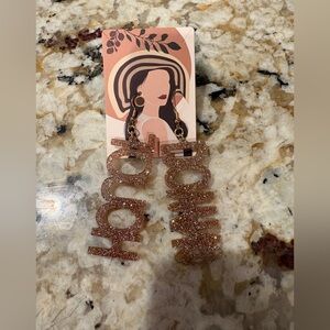 Glittery Gold TOUCHDOWN Statement Earrings